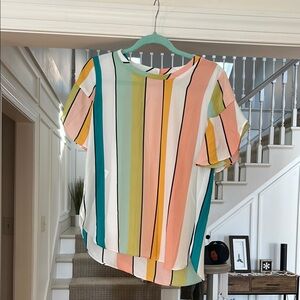 Loft Sheer Bright Stripe Top